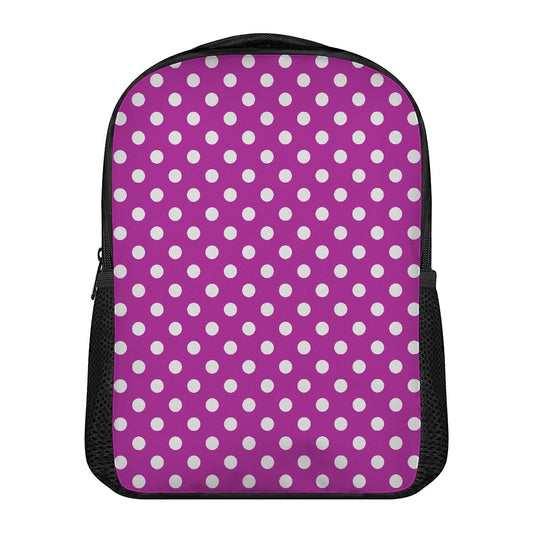 Purple And White Polka Dot Pattern Print Casual Backpack