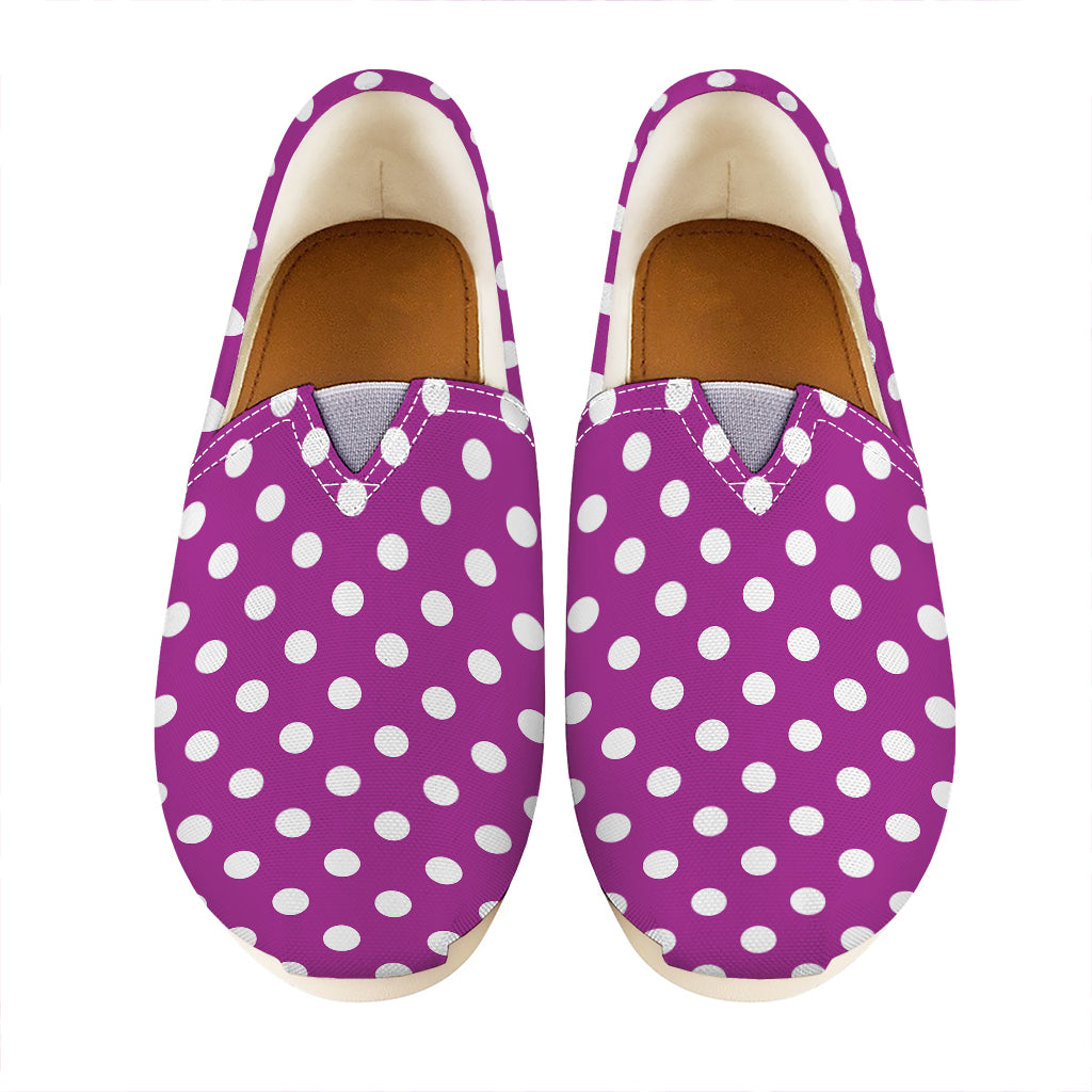 Purple And White Polka Dot Pattern Print Casual Shoes
