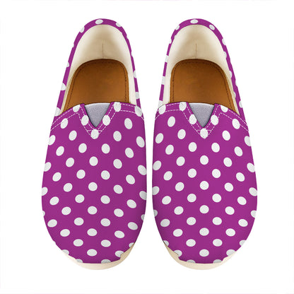 Purple And White Polka Dot Pattern Print Casual Shoes