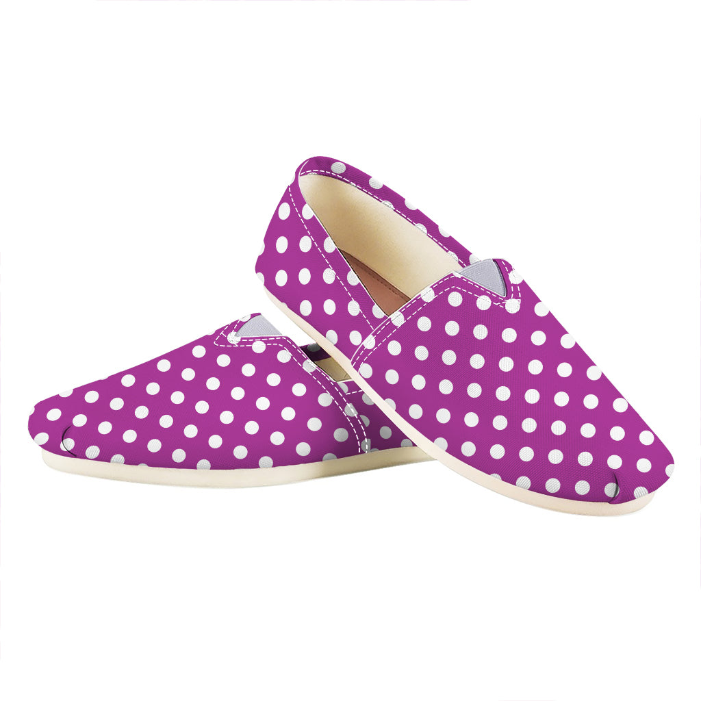Purple And White Polka Dot Pattern Print Casual Shoes
