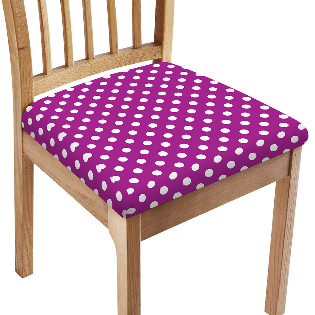 Purple And White Polka Dot Pattern Print Chair Cushion Cover