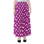Purple And White Polka Dot Pattern Print Chiffon Maxi Skirt