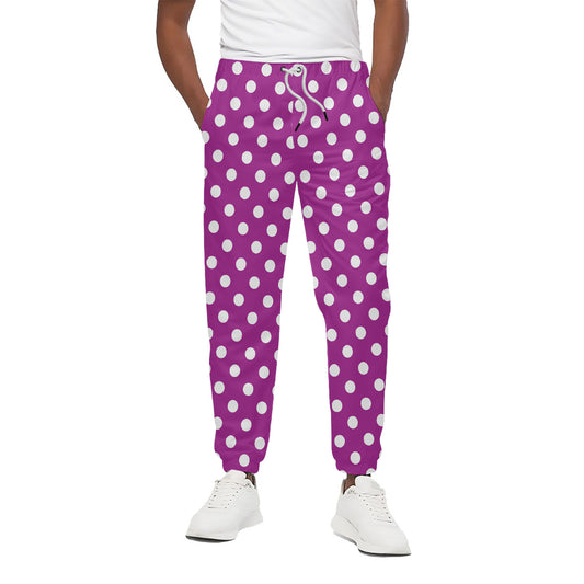 Purple And White Polka Dot Pattern Print Cotton Pants