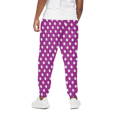 Purple And White Polka Dot Pattern Print Cotton Pants