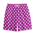 Purple And White Polka Dot Pattern Print Cotton Shorts