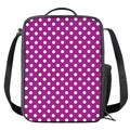 Purple And White Polka Dot Pattern Print Crossbody Lunch Bag