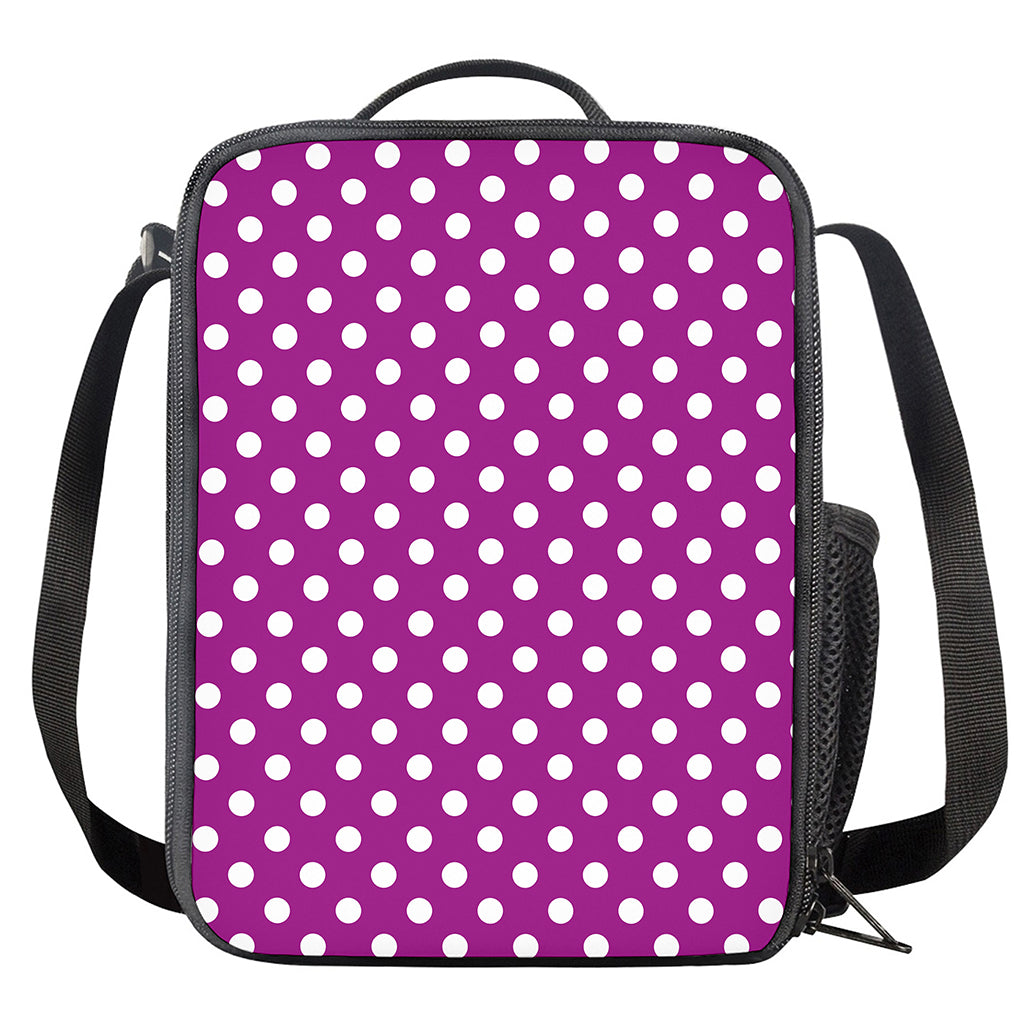 Purple And White Polka Dot Pattern Print Crossbody Lunch Bag