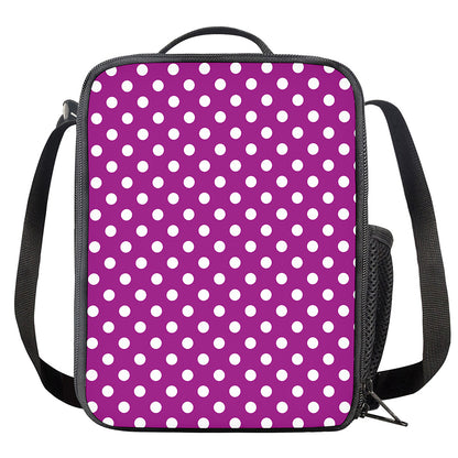 Purple And White Polka Dot Pattern Print Crossbody Lunch Bag