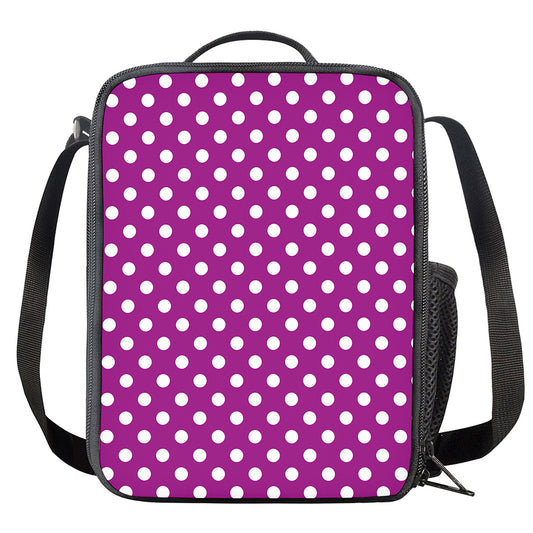 Purple And White Polka Dot Pattern Print Crossbody Lunch Bag