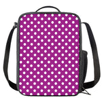 Purple And White Polka Dot Pattern Print Crossbody Lunch Bag