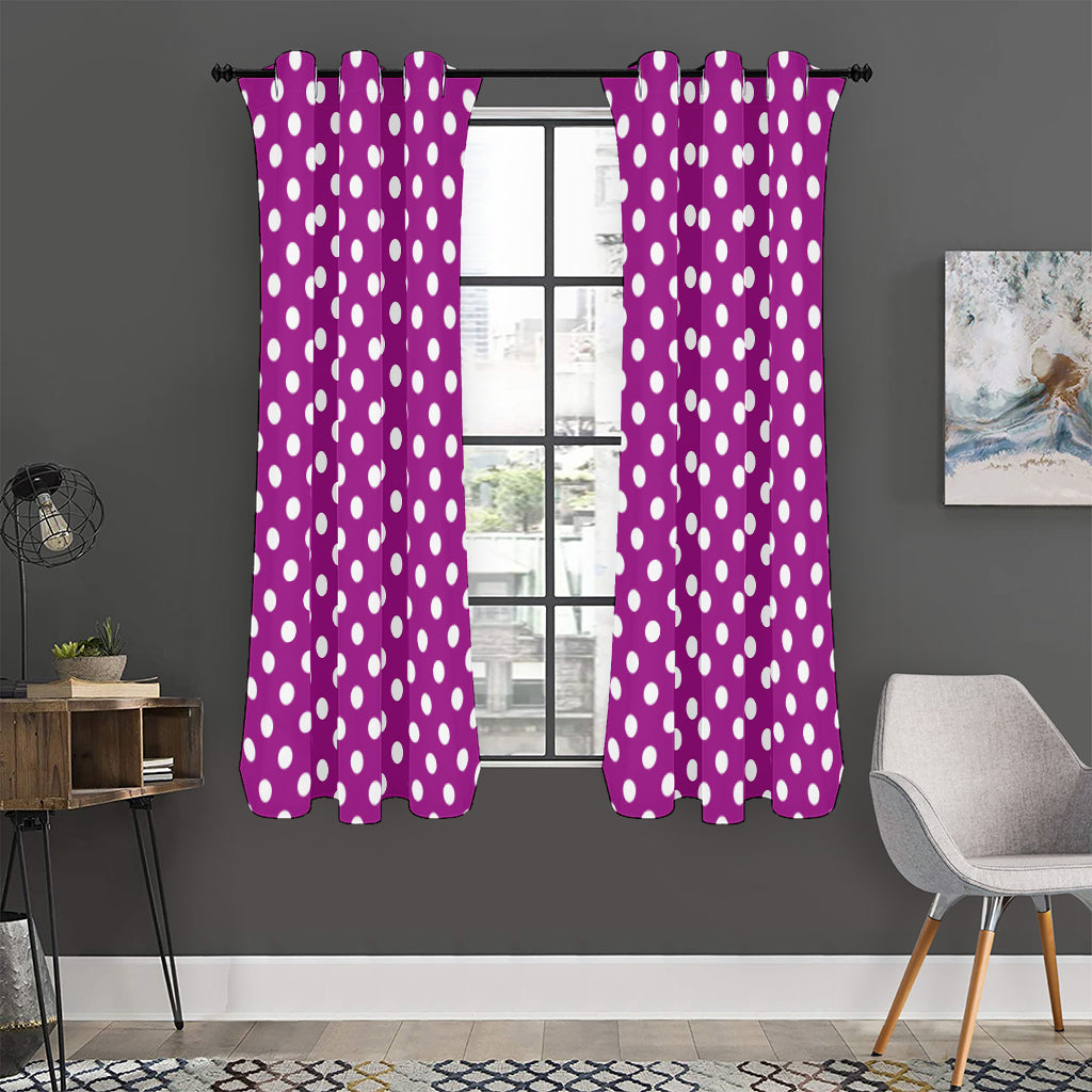 Purple And White Polka Dot Pattern Print Curtain