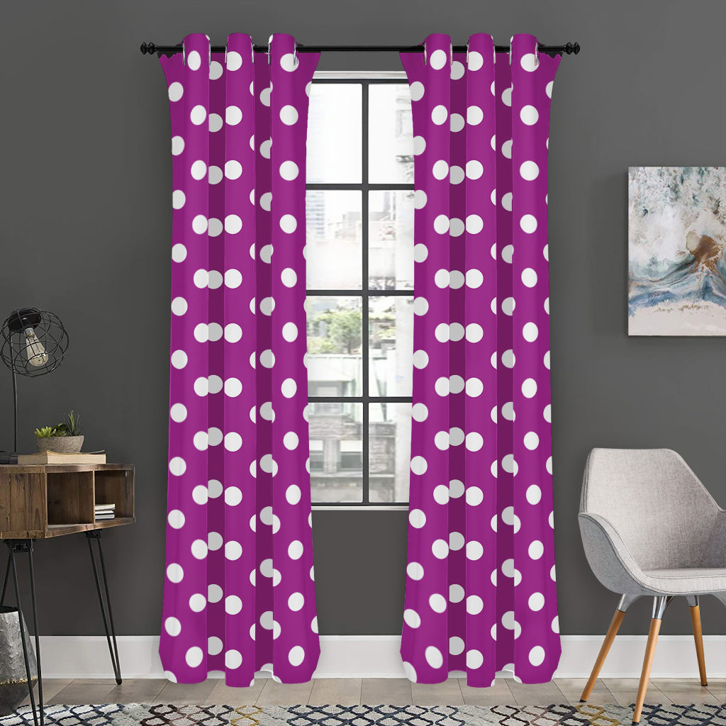 Purple And White Polka Dot Pattern Print Curtain