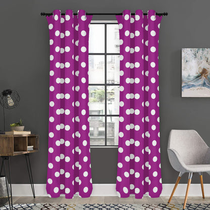 Purple And White Polka Dot Pattern Print Curtain