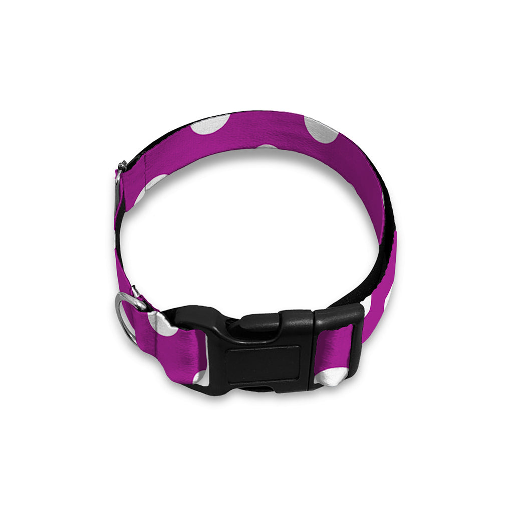Purple And White Polka Dot Pattern Print Dog Collar