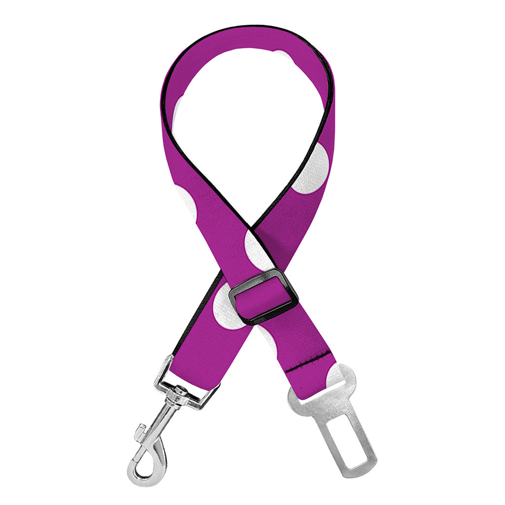 Purple And White Polka Dot Pattern Print Dog Seat Belt