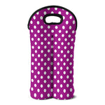 Purple And White Polka Dot Pattern Print Double Neoprene Wine Tote