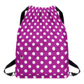Purple And White Polka Dot Pattern Print Drawstring Backpack