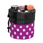 Purple And White Polka Dot Pattern Print Drawstring Makeup Bag