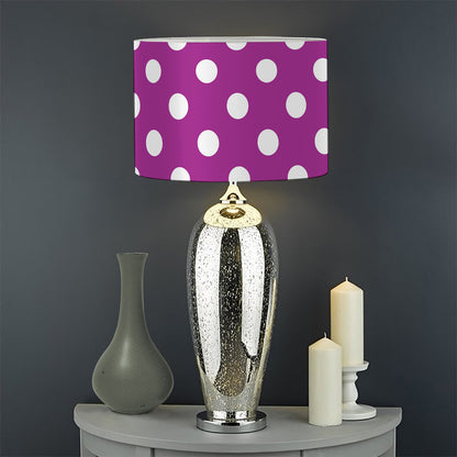 Purple And White Polka Dot Pattern Print Drum Lamp Shade