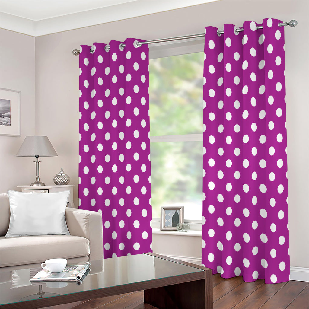 Purple And White Polka Dot Pattern Print Extra Wide Grommet Curtains