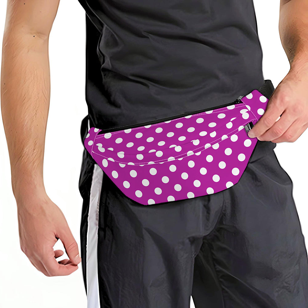 Purple And White Polka Dot Pattern Print Fanny Pack