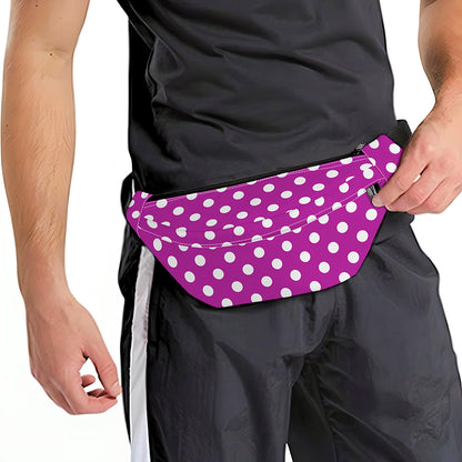 Purple And White Polka Dot Pattern Print Fanny Pack