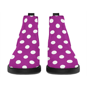 Purple And White Polka Dot Pattern Print Flat Ankle Boots