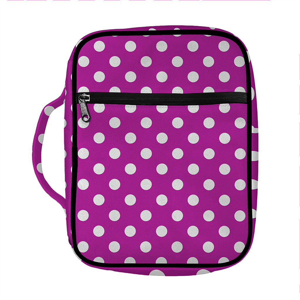 Purple And White Polka Dot Pattern Print Front Pocket Bible Bag