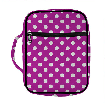 Purple And White Polka Dot Pattern Print Front Pocket Bible Bag