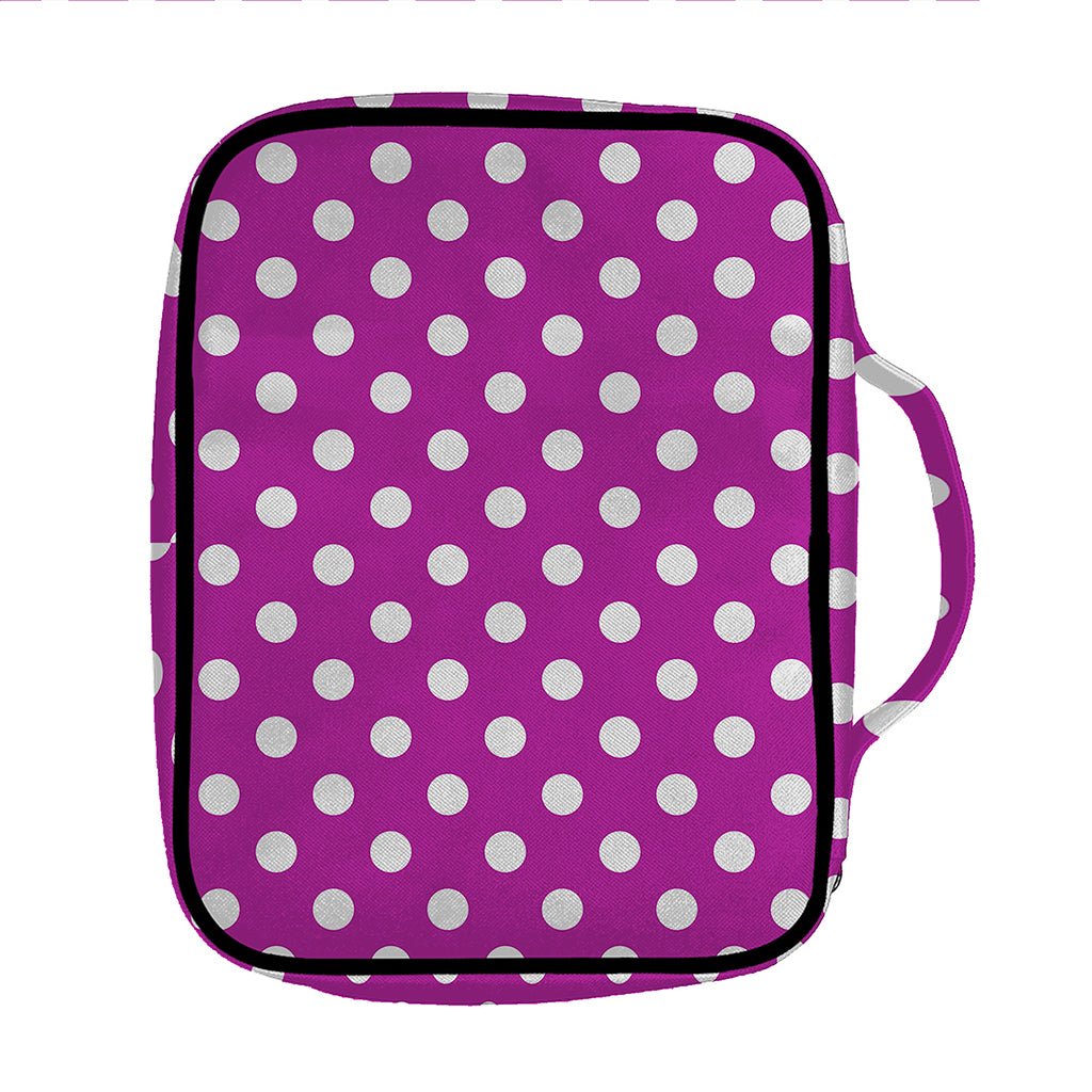 Purple And White Polka Dot Pattern Print Front Pocket Bible Bag