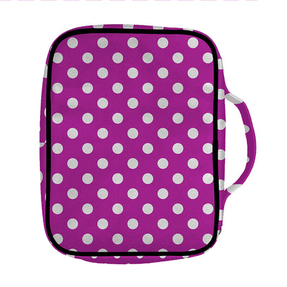 Purple And White Polka Dot Pattern Print Front Pocket Bible Bag