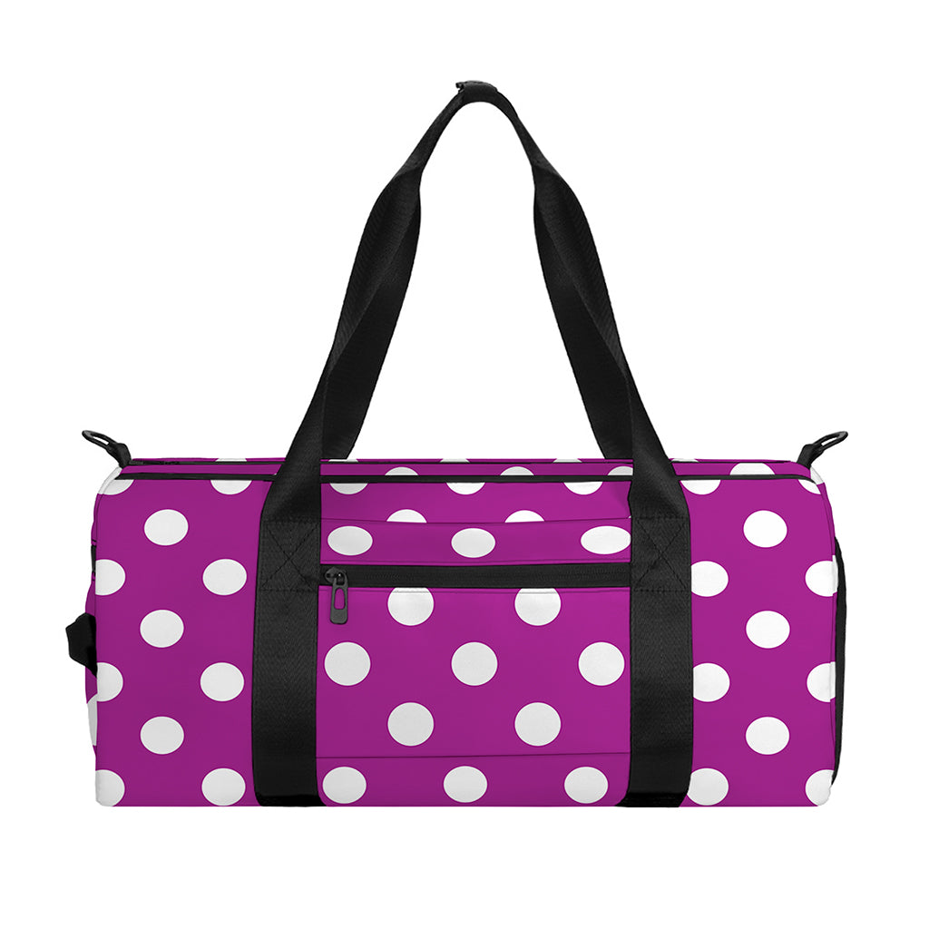Purple And White Polka Dot Pattern Print Gym Bag