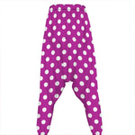 Purple And White Polka Dot Pattern Print Hammer Pants