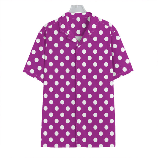 Purple And White Polka Dot Pattern Print Hawaiian Shirt