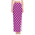 Purple And White Polka Dot Pattern Print High Slit Maxi Skirt