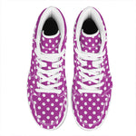 Purple And White Polka Dot Pattern Print High Top Leather Sneakers