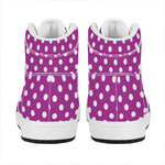 Purple And White Polka Dot Pattern Print High Top Leather Sneakers