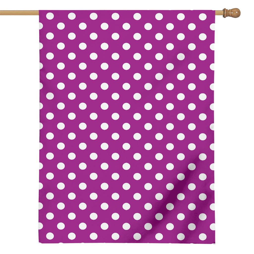 Purple And White Polka Dot Pattern Print House Flag