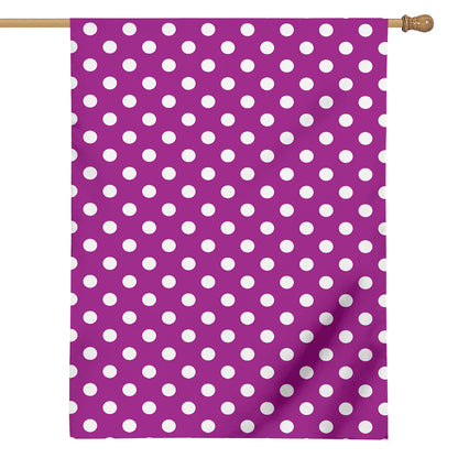 Purple And White Polka Dot Pattern Print House Flag