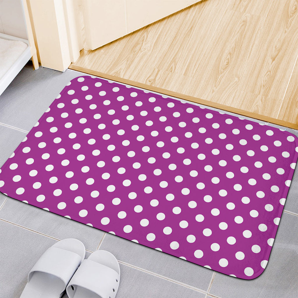 Purple And White Polka Dot Pattern Print Indoor Door Mat