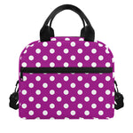 Purple And White Polka Dot Pattern Print Insulated Lunch Bag