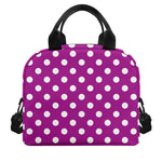 Purple And White Polka Dot Pattern Print Insulated Lunch Bag