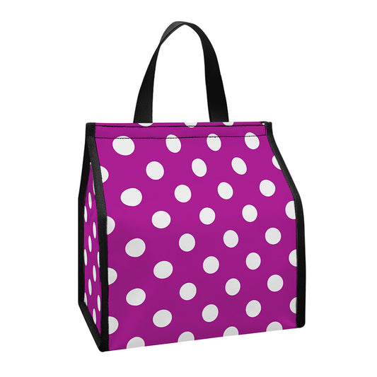 Purple And White Polka Dot Pattern Print Insulated Lunch Tote
