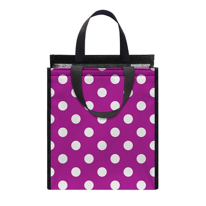 Purple And White Polka Dot Pattern Print Insulated Lunch Tote