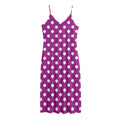 Purple And White Polka Dot Pattern Print Jersey Midi Cami Dress