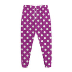 Purple And White Polka Dot Pattern Print Jogger Pants