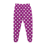 Purple And White Polka Dot Pattern Print Jogger Pants