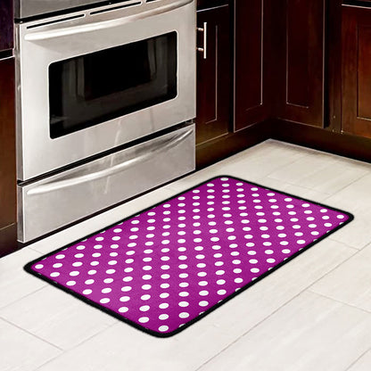 Purple And White Polka Dot Pattern Print Kitchen Mat