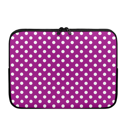Purple And White Polka Dot Pattern Print Laptop Sleeve