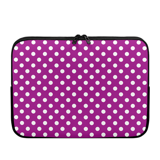 Purple And White Polka Dot Pattern Print Laptop Sleeve